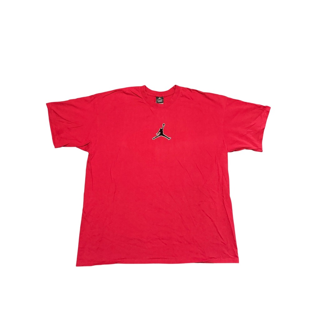 Vintage‎ Y2K Jordan Brand Mens XL Red Jumpman Center Logo Patch T-Shirt